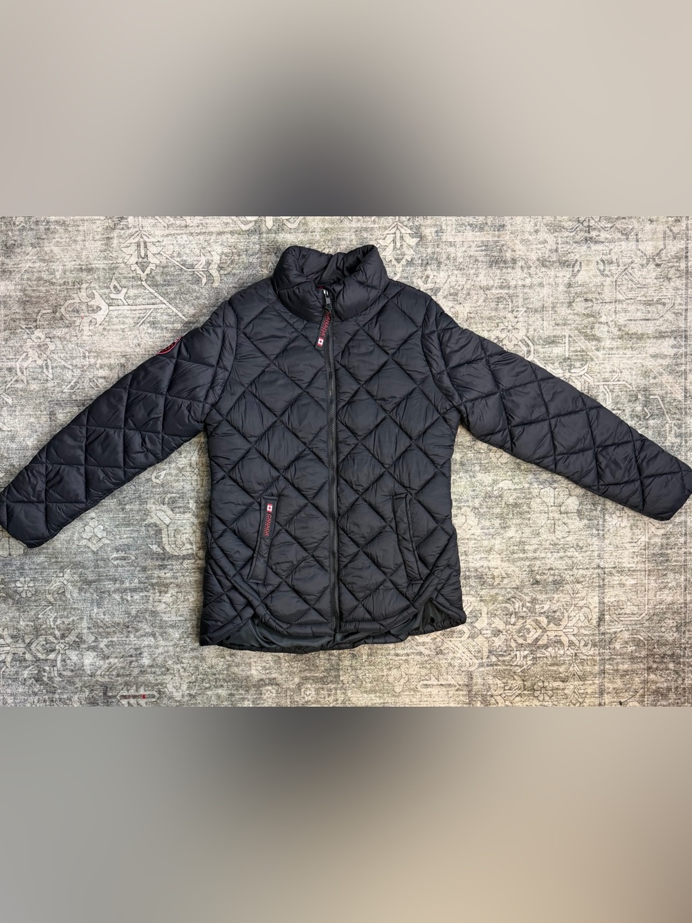 Women’s Canada Weather Gear Black Diamond Quilted Puffer Jacket Coat Small S/P
